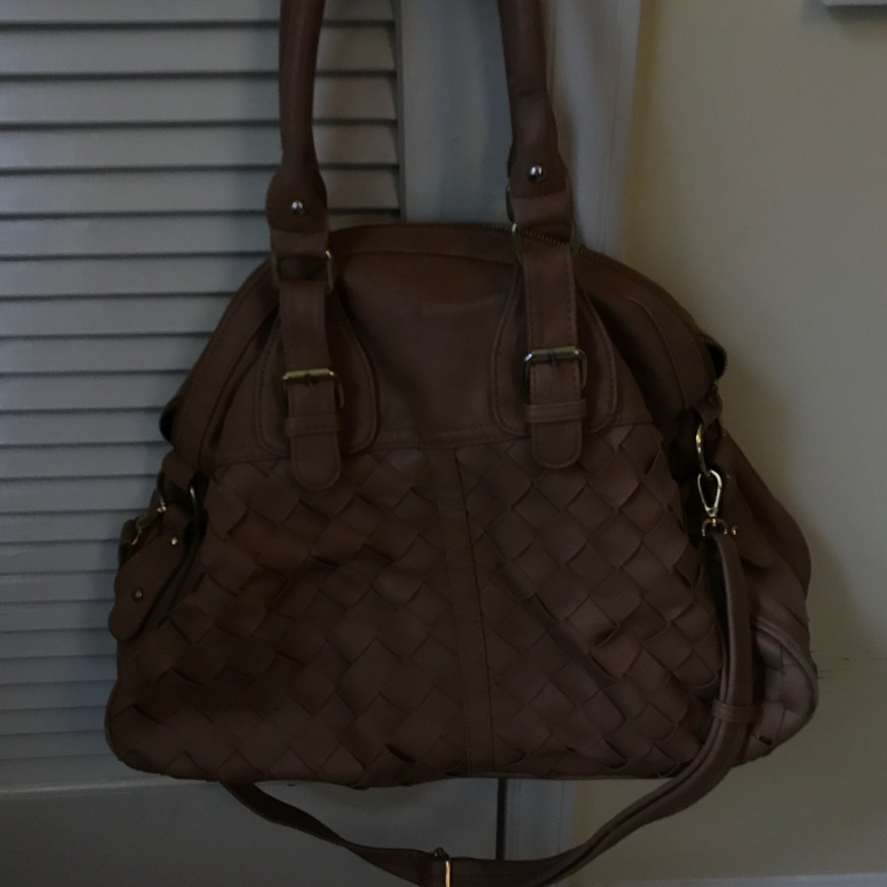 Brown latticed handbag